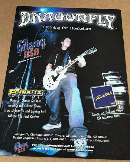 DRAGONFLY CLOTHING - DAMON DELAPAZ of FENIX*TX - 2000 - Music Print Ad