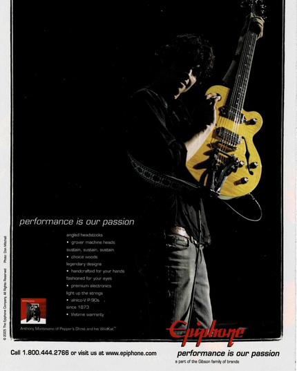 EPIPHONE GUITARS - ANTHONY MONTESANO of PEPPER'S GHOST - 2005 Print Ad