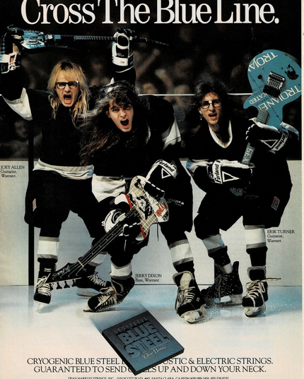 Joey Allen / Jerry Dixon /Erik Turner of Warrant - Dean Markley - 1989 Print Ad