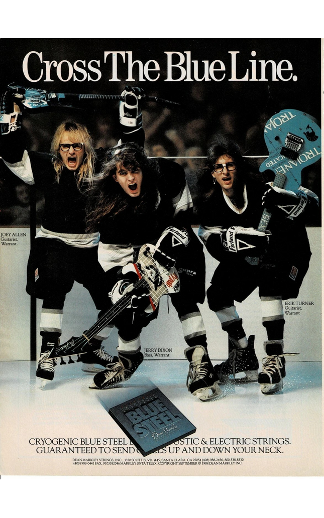 Joey Allen / Jerry Dixon /Erik Turner of Warrant - Dean Markley - 1989 Print Ad