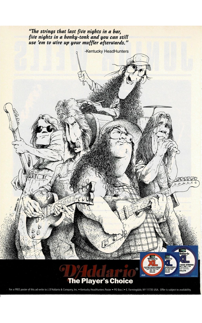D'Addario Strings - KENTUCKY HEADHUNTERS - 1994 Print Advertisement