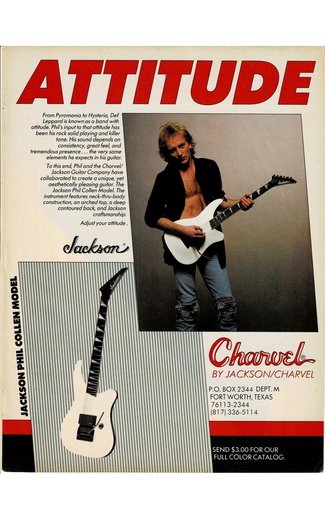 CHARVEL JACKSON GUITARS - PHIL COLLEN of DEF LEPPARD - 1990 Print Advertisement