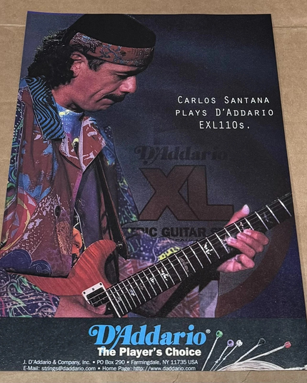 D'Addario Strings - CARLOS SANTANA - 1998 Print Advertisement
