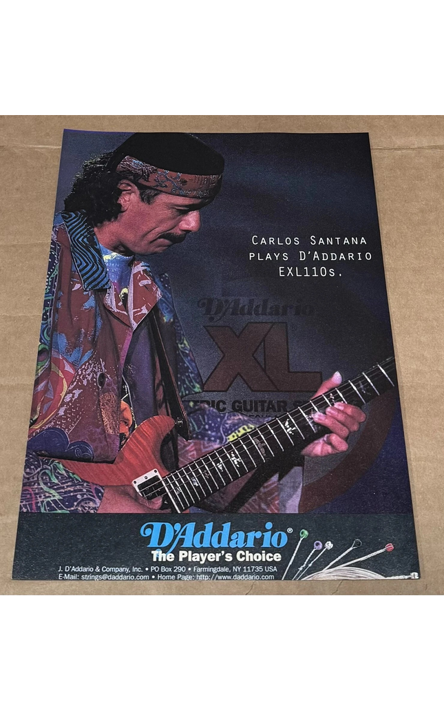 D'Addario Strings - CARLOS SANTANA - 1998 Print Advertisement