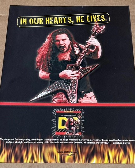 DIMEBAG DARRELL of PANTERA & DAMAGEPLAN - DR Strings - 2008 Print Ad