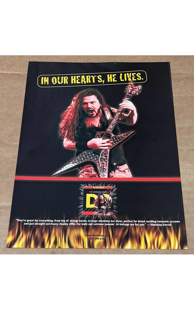 DIMEBAG DARRELL of PANTERA & DAMAGEPLAN - DR Strings - 2008 Print Ad