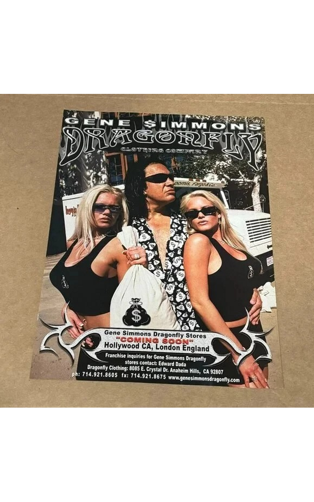 DRAGONFLY CLOTHING - GENE SIMMONS of KISS - 2002 - Music Print Ad