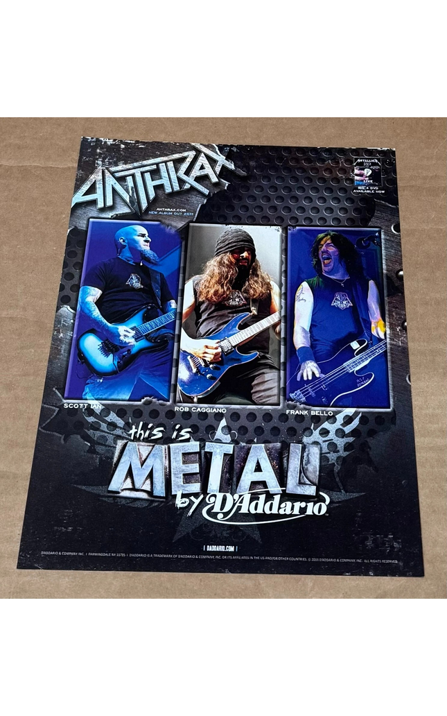 ANTHRAX - SCOTT IAN / BELLO / ROB CAGGIANO - D'Addario Strings - 2011 Print Ad