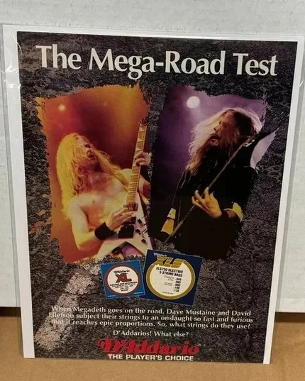 D'Addario Strings - DAVE MUSTAINE & DAVE ELLEFSON of MEGADETH - 1993 Print Ad