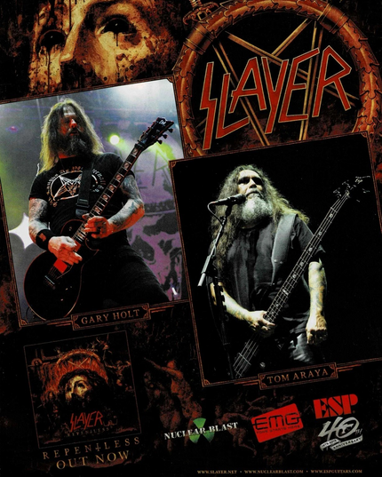 GARY HOLT & TOM ARAYA of SLAYER - ESP / EMG - 2015 Print Ad