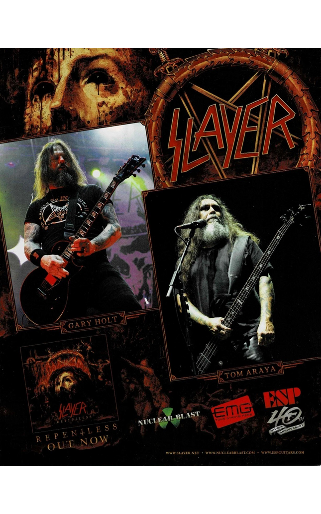 GARY HOLT & TOM ARAYA of SLAYER - ESP / EMG - 2015 Print Ad