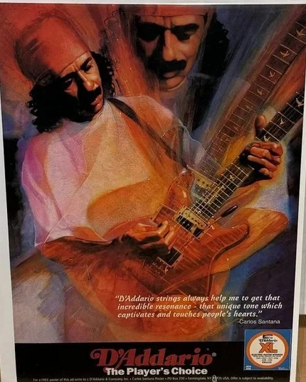 D'Addario Strings - CARLOS SANTANA - 1995 Print Advertisement