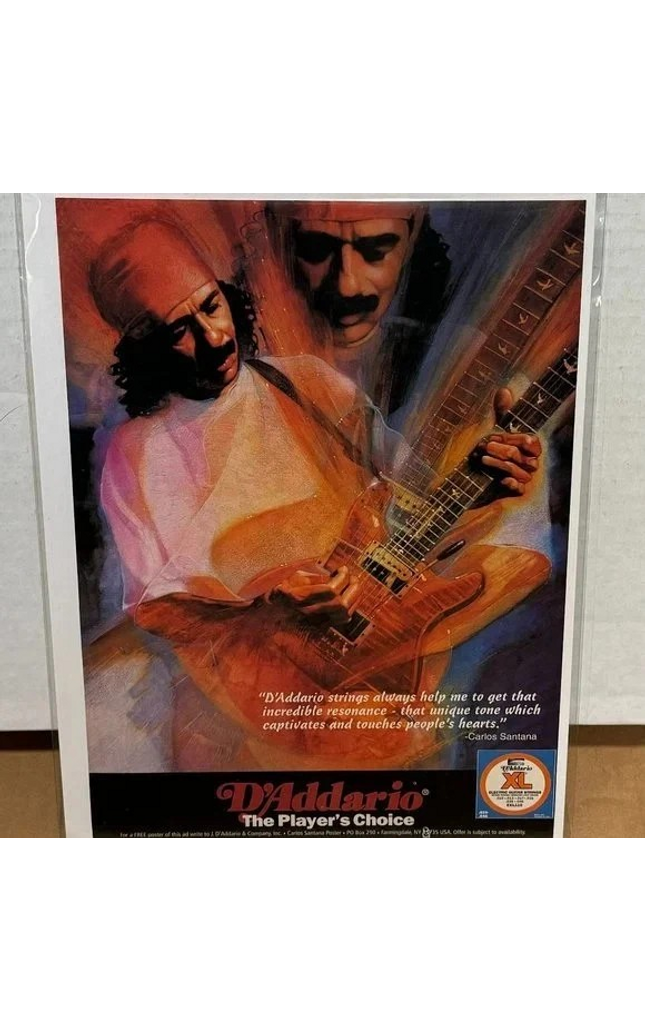 D'Addario Strings - CARLOS SANTANA - 1995 Print Advertisement