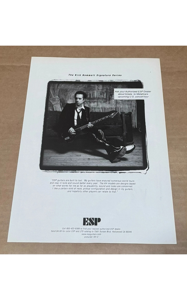 KIRK HAMMETT of METALLICA - ESP GUITARS - 1997 B&W Print Ad