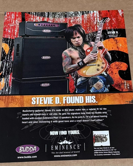Eminence Speakers / BUDDA Amps - STEVIE D of BUCKCHERRY - 2008 Print Ad