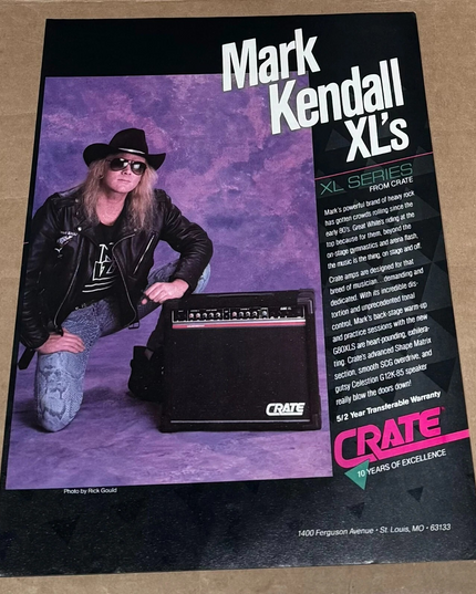 MARK KENDALL - CRATE AMPS - 1989 Print Advertisement