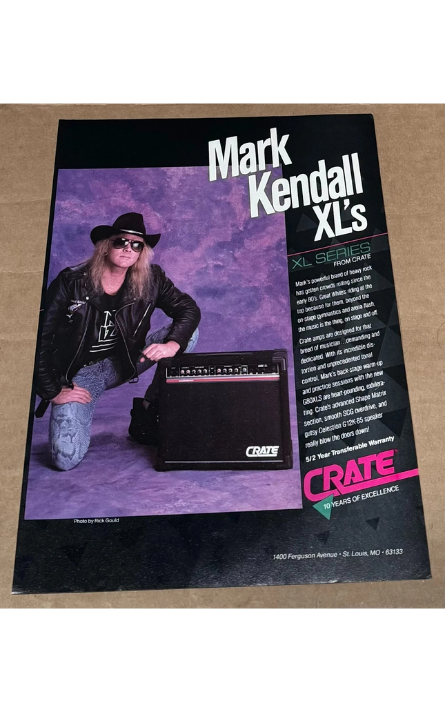 MARK KENDALL - CRATE AMPS - 1989 Print Advertisement
