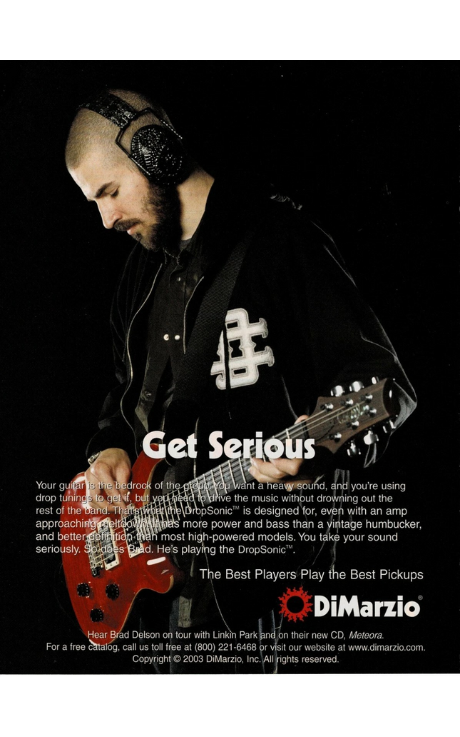 BRAD DELSON of LINKIN PARK - DiMarzio Pickups - 2002 Print Advertisement