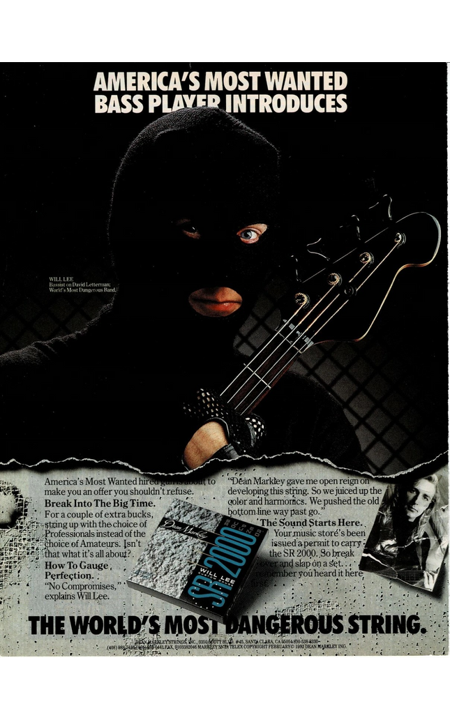 Dean Markley Strings - Will Lee - 1992 Print Ad