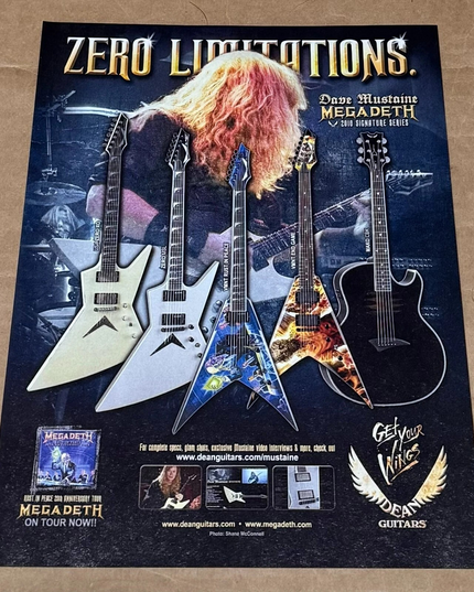 DAVE MUSTAINE of MEGADETH - DEAN GUITARS - 2010 Print Ad