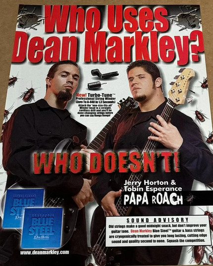 Dean Markley - Jerry Horton & Tobin Esperance of Papa Roach - 2001 Print Ad