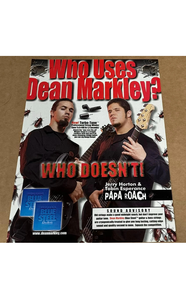 Dean Markley - Jerry Horton & Tobin Esperance of Papa Roach - 2001 Print Ad