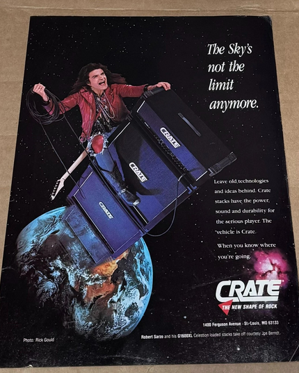 ROBERT SARZO - CRATE AMPS - 1990 Print Advertisement