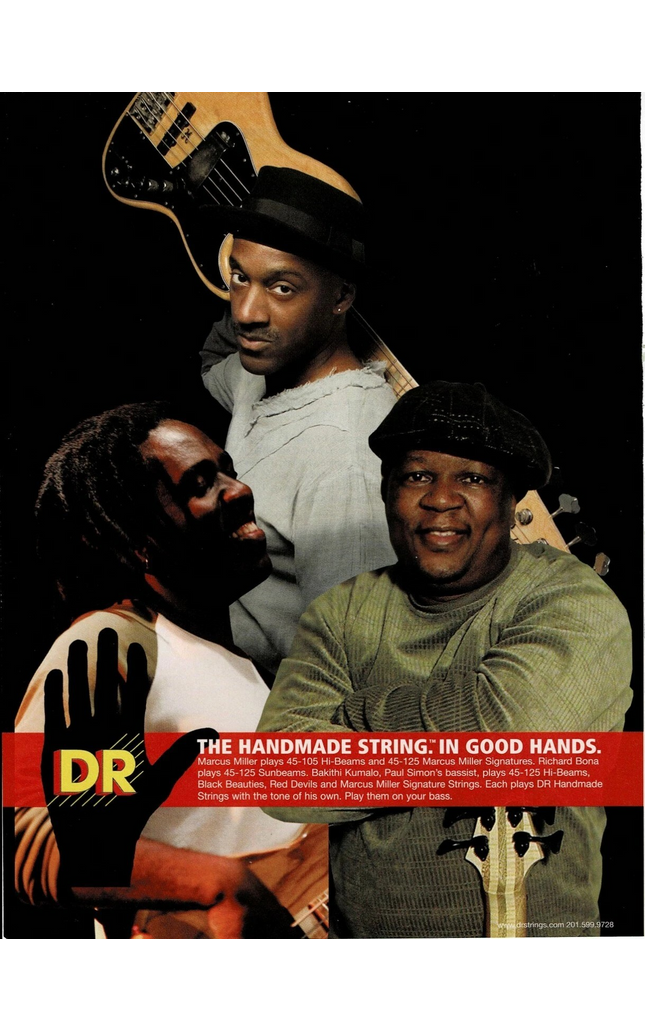 MARCUS MILLER / RICHARD BONA / BAKITHI KUMALO - DR Strings - Print Ad