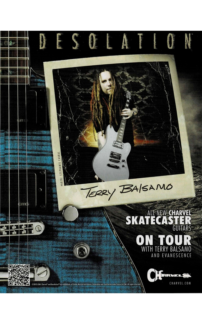 TERRY BALSAMO of EVANESCENCE - CHARVEL GUITARS - 2012 Print Advertisement