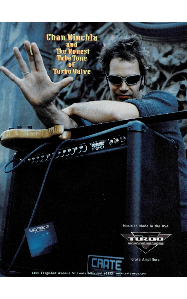 CRATE AMPS - CHAN KINCHLA of BLUES TRAVELERS - 1998 Print Advertisement