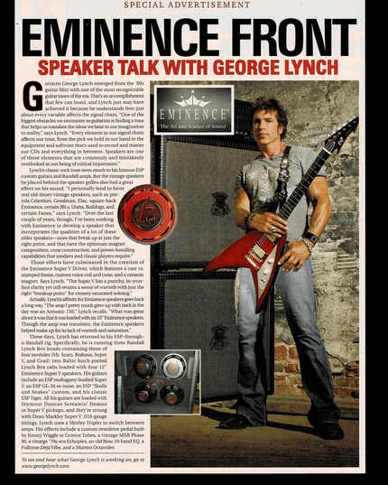 Eminence Speakers - GEORGE LYNCH - 2008 Print Ad