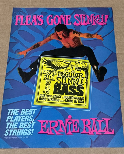 Ernie Ball - FLEA of RED HOT CHILI PEPPERS - 1992 Print Advertisement