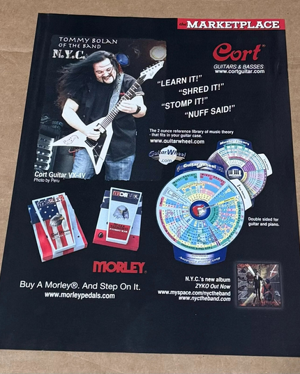 Cort Guitars - TOMMY BOLAN of N.Y.C. - 2009 Print Ad