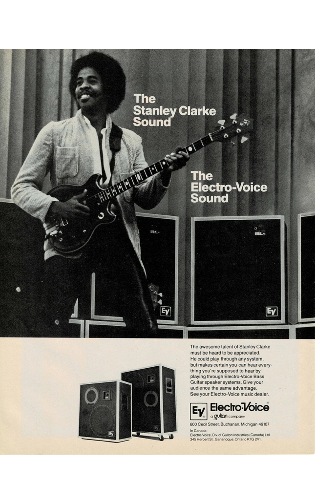 STANLEY CLARKE - ELECTRO-VOICE SOUND SYSTEMS - 1981 Print Advertisement