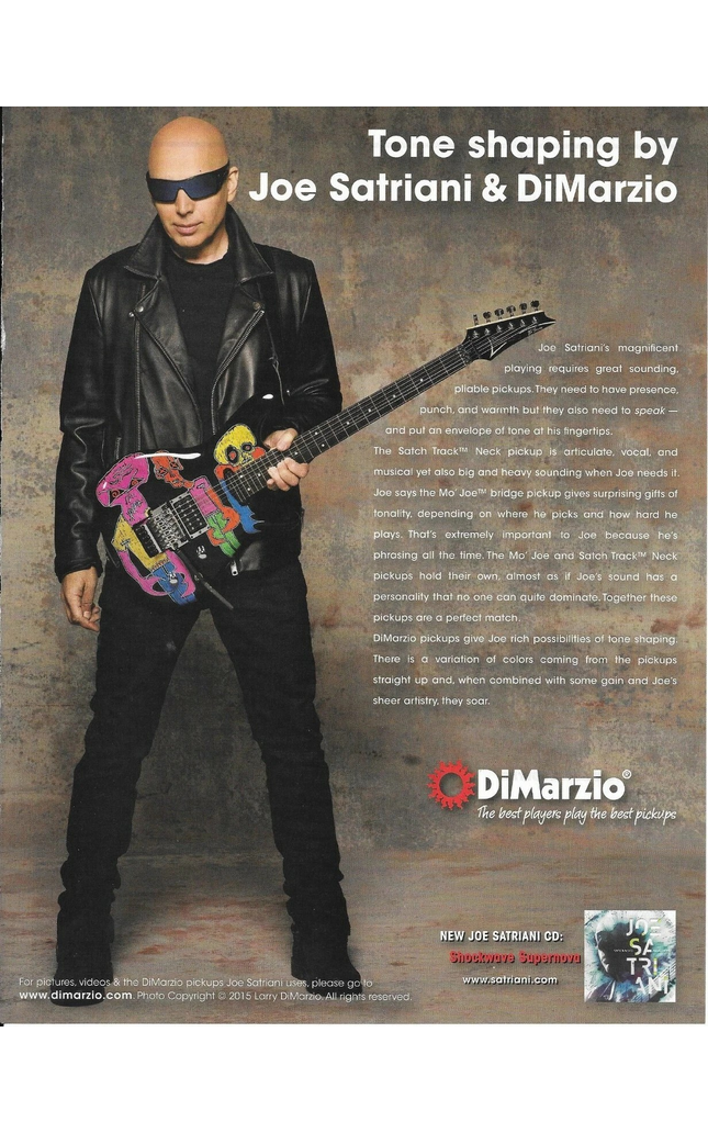 DiMarzio Pickups - JOE SATRIANI - 2016 Print Advertisement
