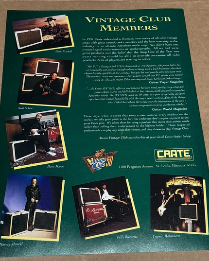 Kendall / Schon / Malmsteen / Mason - CRATE AMPS - 1995 Print Advertisement