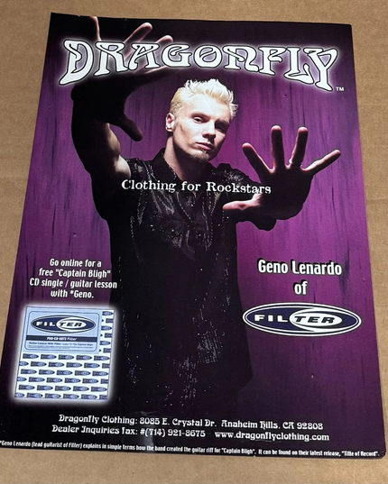 Geno Lenardo of Filter - DRAGONFLY CLOTHING - 2000 - Music Print Advertisement