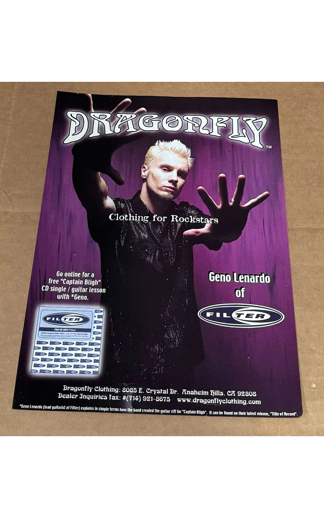 Geno Lenardo of Filter - DRAGONFLY CLOTHING - 2000 - Music Print Advertisement