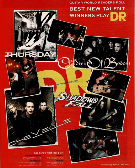 THURSDAY /SHADOWS FALL /CHEVELLE /CHILDREN OF BODOM - DR Strings - 2004 Print Ad
