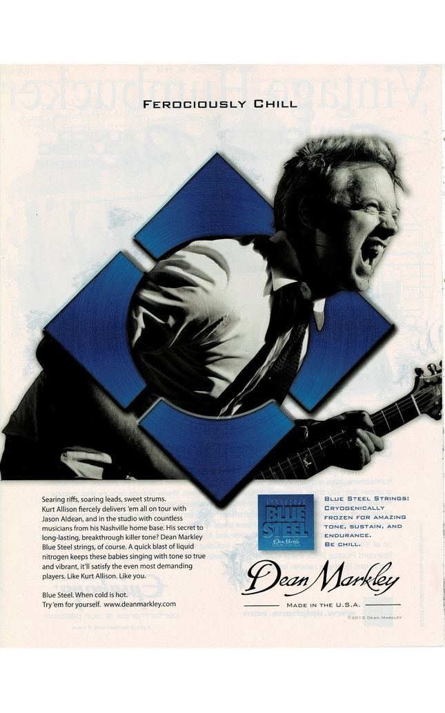 Kurt Allison of Jason Aldean - Dean Markley Strings - 2013 Print Ad
