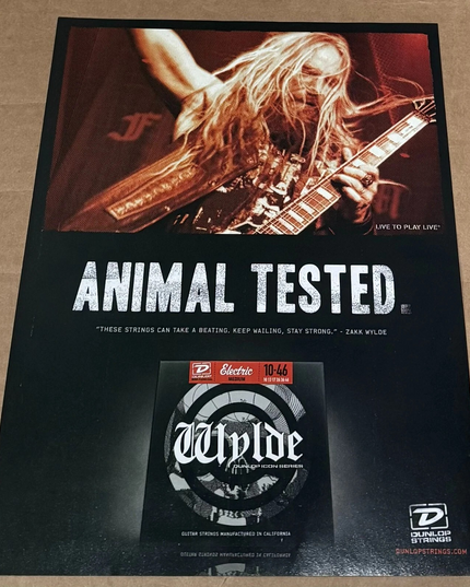 Dunlop - ZAKK WYLDE of BLACK LABEL SOCIETY OZZY - 2008 Print Advertisement