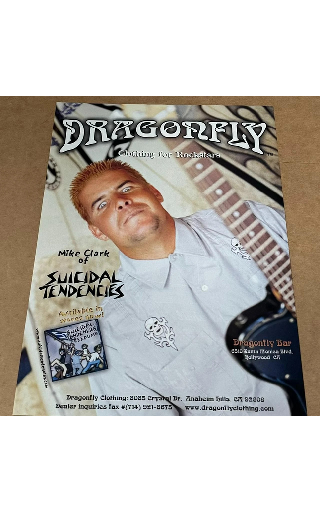 DRAGONFLY CLOTHING - MIKE CLARK of SUICIDAL TENDENCIES - 2000 - Music Print Ad