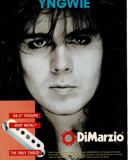 DiMarzio Pickups - YNGWIE MALMSTEEN - 1990 Print Advertisement