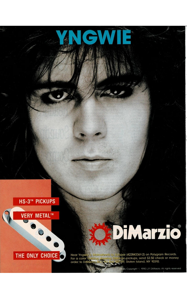 DiMarzio Pickups - YNGWIE MALMSTEEN - 1990 Print Advertisement