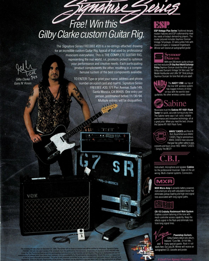 ESP SEYMOUR DUNCAN VOX RIG - GILBY CLARKE of GUNS N' ROSES - 1994 Print Ad