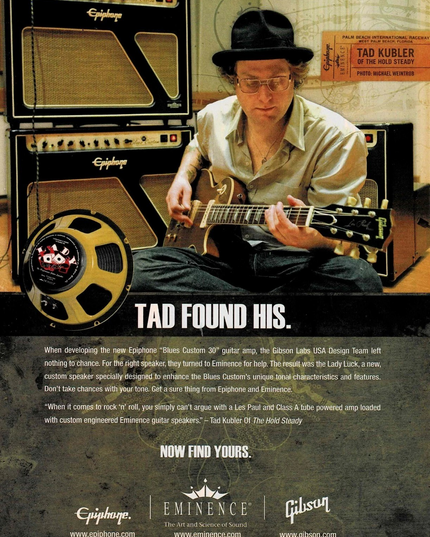 TAD KUBLER of THE HOLD STEADY - Eminence Speakers - 2008 Print Ad