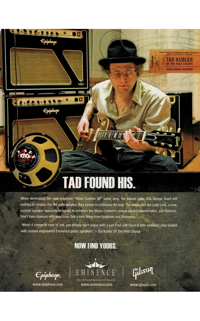 TAD KUBLER of THE HOLD STEADY - Eminence Speakers - 2008 Print Ad