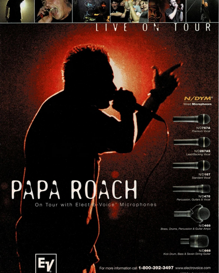 Electro-Voice Mics - PAPA ROACH - 2001 Print Advertisement