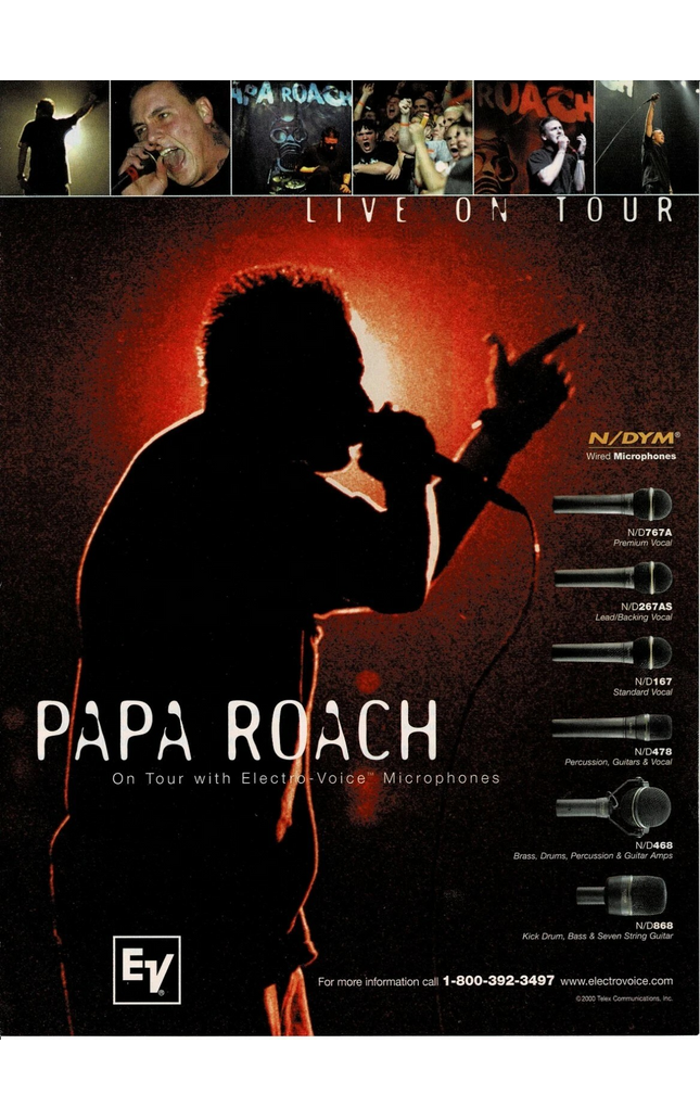 Electro-Voice Mics - PAPA ROACH - 2001 Print Advertisement