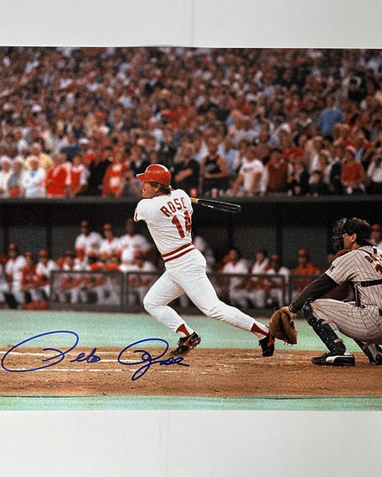 Autographed/Signed Pete Rose Cincinnati Red 16x20 Baseball Photo Athlete Hologram COA Holo #3